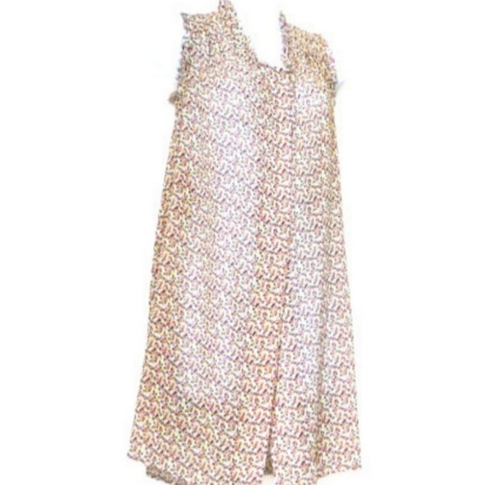 Dress Vest Tunic Semi Sheer Mini Floral Sleeveless Feminine Blouse Layer Size XS